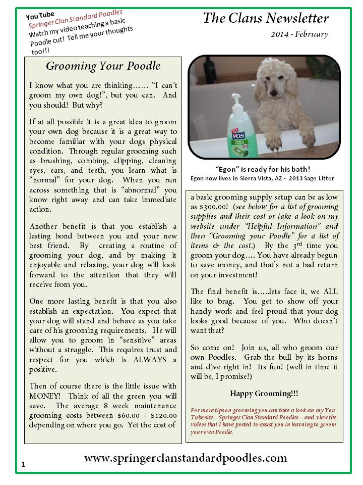 2014.2 The Clans Newsletter - Grooming Your Poodle (1)